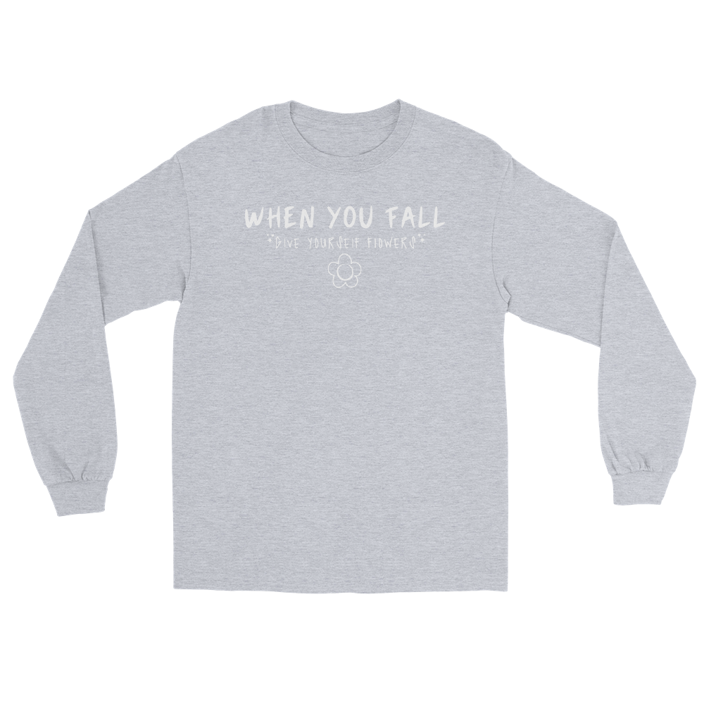 When You Fall Men’s Long Sleeve Shirt ( White )